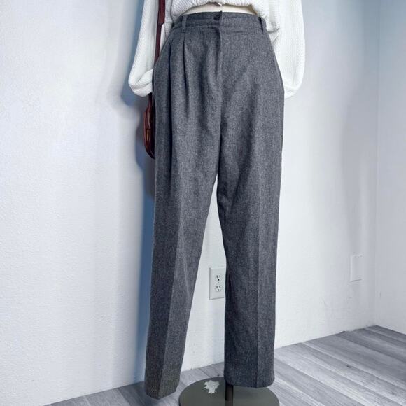 Vintage Wool Pants Tourers Gray Pleated Fully Lined Pockets Dark Academia - Picture 2 of 11